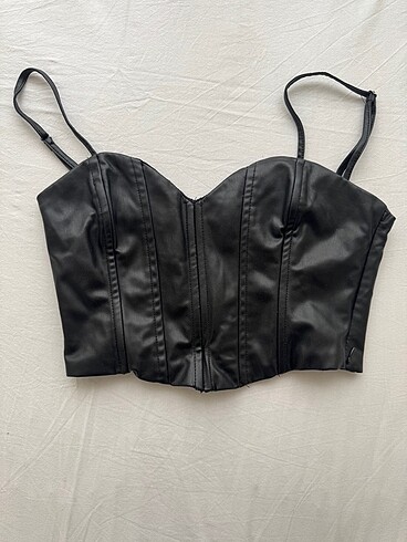 Zara siyah deri crop