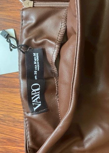 Kahverengi Parlak Deri Midi etek - Görsel 4