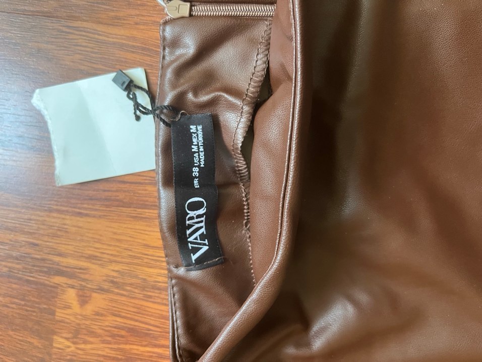 Kahverengi Parlak Deri Midi etek - Görsel 4