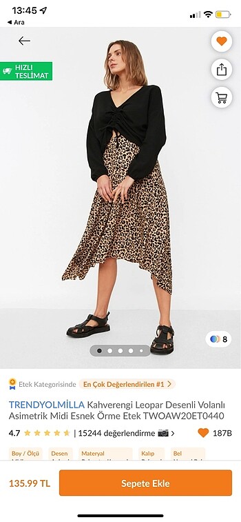 Midi etek leopar