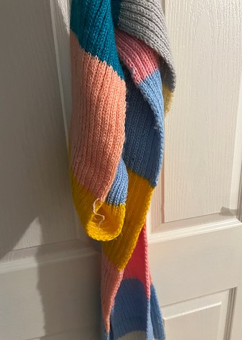 Renkli Örgü Kadın Şal - Görsel 2