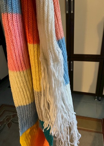 Renkli Örgü Kadın Şal - Görsel 4