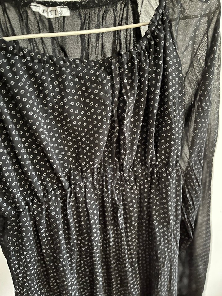 Uzun Kollu Puantiyeli Midi Bohem Elbise - Görsel 3