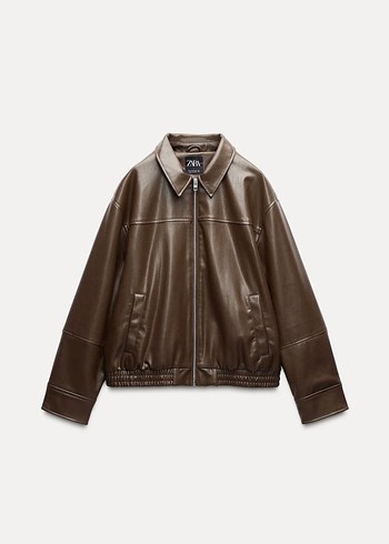 Zara Zara Suni Deri Bomber Ceket