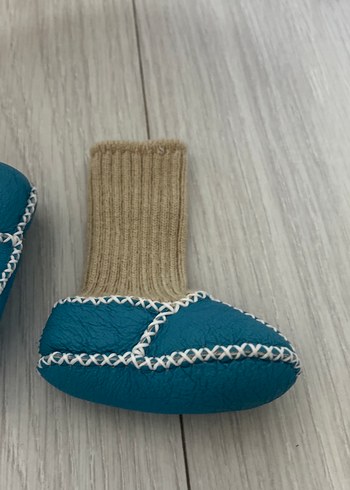 Erkek Çocuk Örgü Ev Terliği Mavi deri - Görsel 3