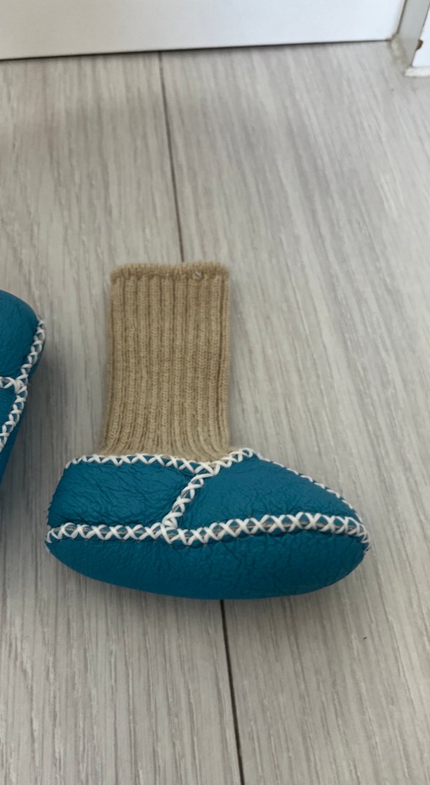 Erkek Çocuk Örgü Ev Terliği Mavi deri - Görsel 3