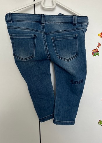 Erkek Çocuk Mavi Baskılı Dar Kesim Kot Pantolon - Görsel 4