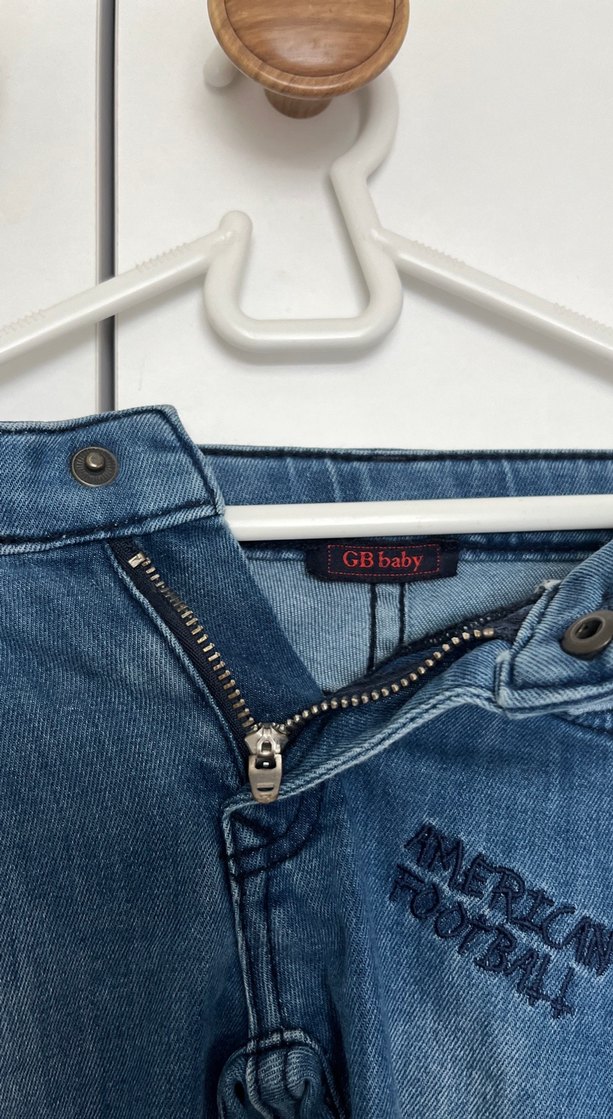 Erkek Çocuk Mavi Baskılı Dar Kesim Kot Pantolon - Görsel 2