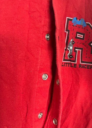 Düğmeli Erkek Çocuk Kırmızı Sweatshirt - Görsel 4