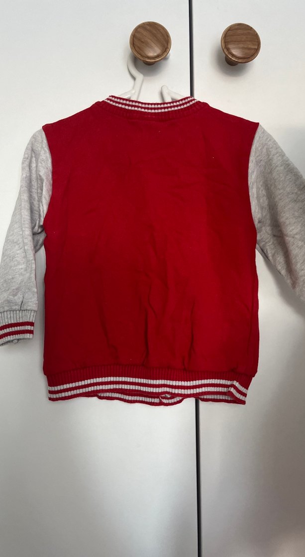 Düğmeli Erkek Çocuk Kırmızı Sweatshirt - Görsel 5