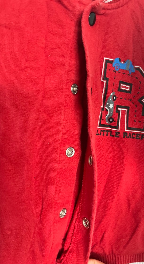 Düğmeli Erkek Çocuk Kırmızı Sweatshirt - Görsel 4