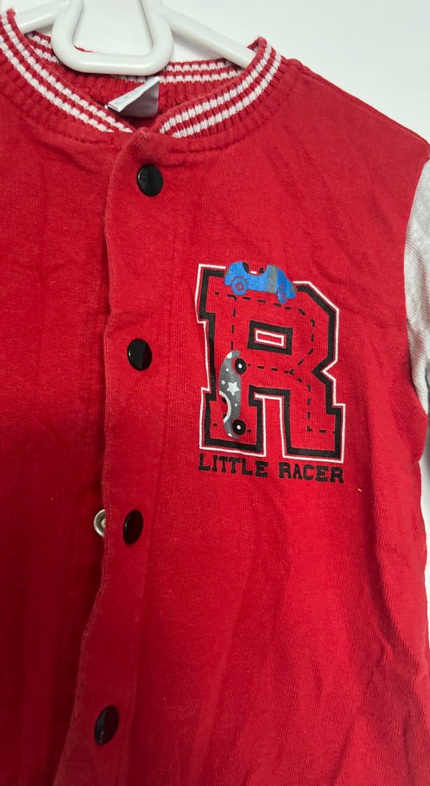 Düğmeli Erkek Çocuk Kırmızı Sweatshirt - Görsel 2