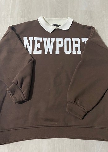 Kahverengi Bisiklet Yaka Triko Sweatshirt