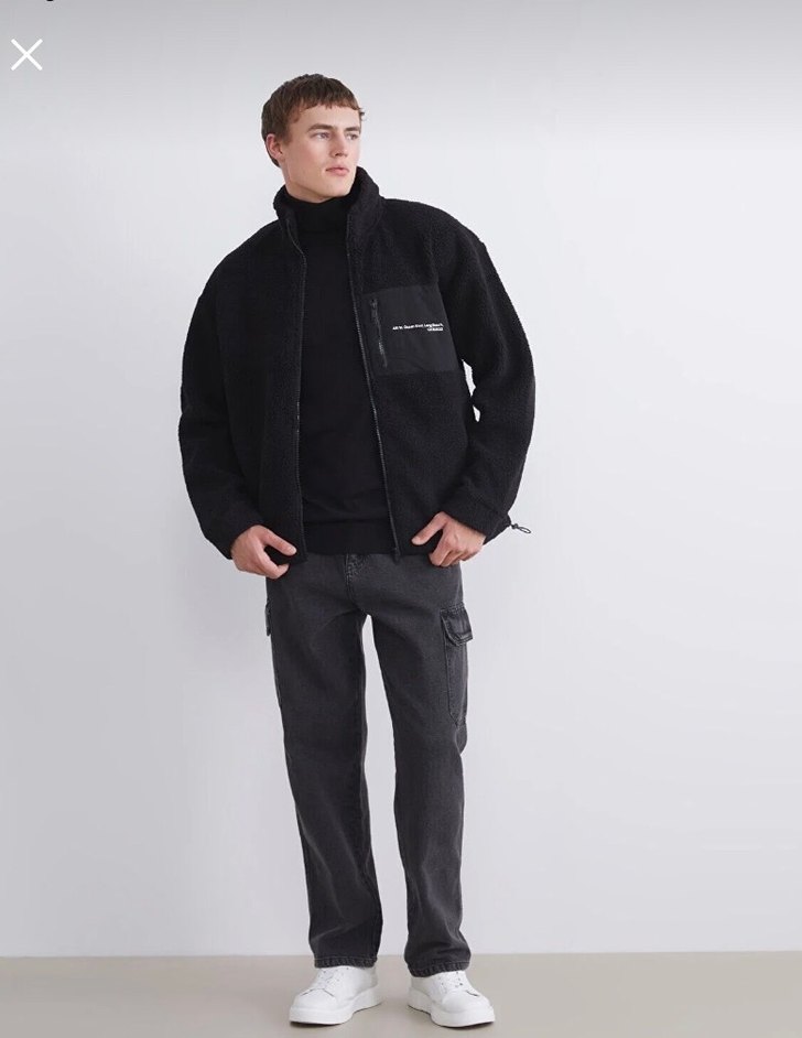 Erkek Siyah Fermuarlı Yumuşak Dokulu Ceket - Görsel 2