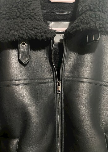 Siyah Deri Kürklü Kadın Ceket - Görsel 2