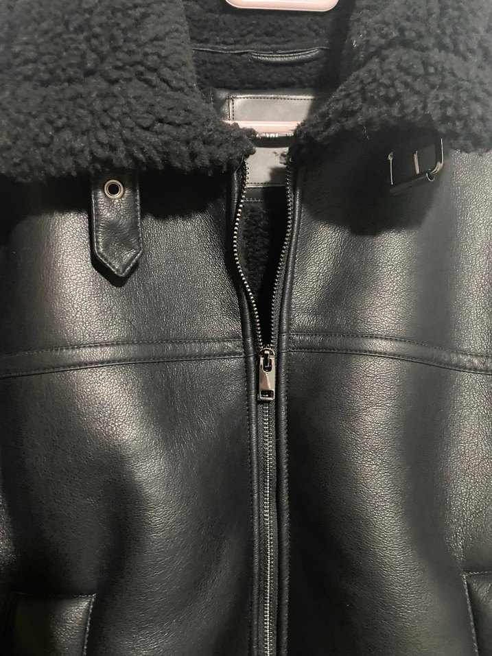 Siyah Deri Kürklü Kadın Ceket - Görsel 2