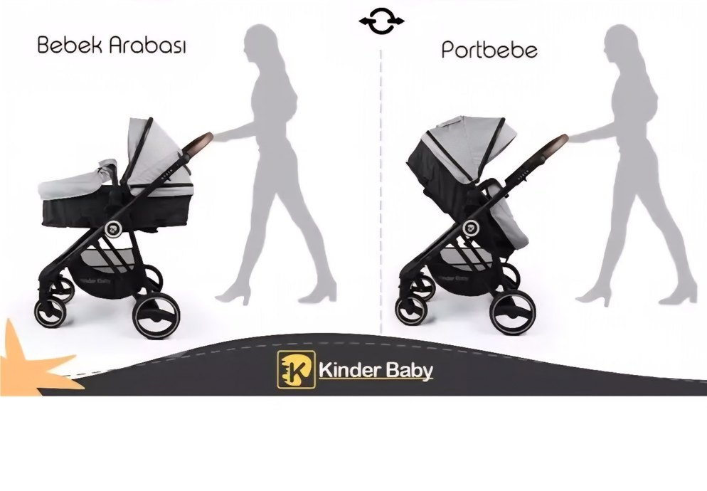Kinder Baby Stein Gri Bebek Arabası travel sistem - Görsel 2