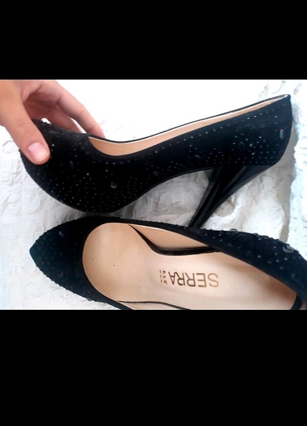 Siyah Taşlı platform ayakkabı - Görsel 2