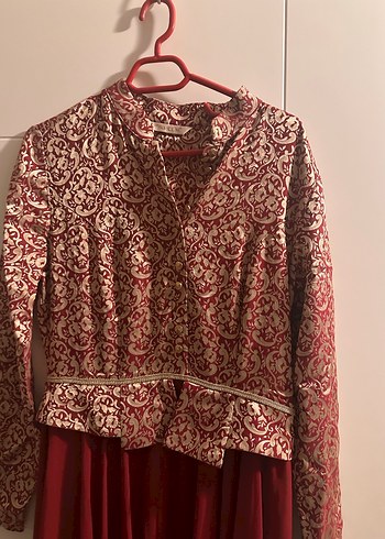 Bordo Uzun Kollu Vintage Bohem Uzun Elbise - Görsel 2