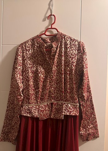 Bordo Uzun Kollu Vintage Bohem Uzun Elbise - Görsel 3