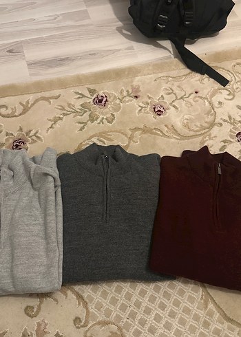 Bordo Yarım Fermuarlı Yün Erkek Kazak tony mantano - Görsel 4