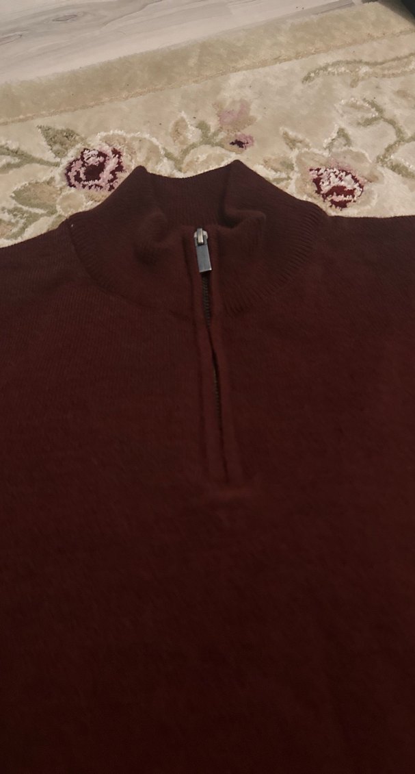 Bordo Yarım Fermuarlı Yün Erkek Kazak tony mantano - Görsel 2