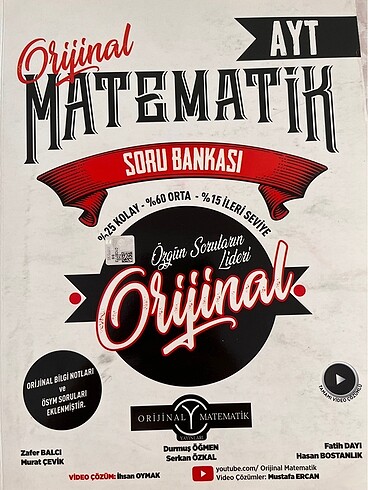 Orijinal Yayınları Ayt Matematik Test Kitabi