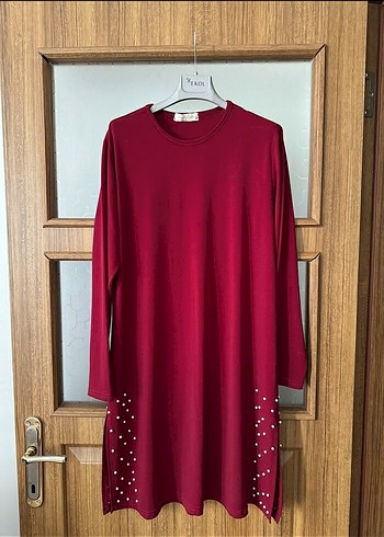 44 Beden bordo Renk Bordo Uzun Kollu Salaş Tunik