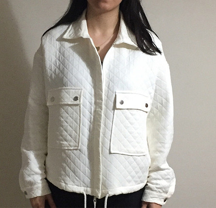 36 Beden beyaz Renk Zara elmas jakarlı beyaz ceket