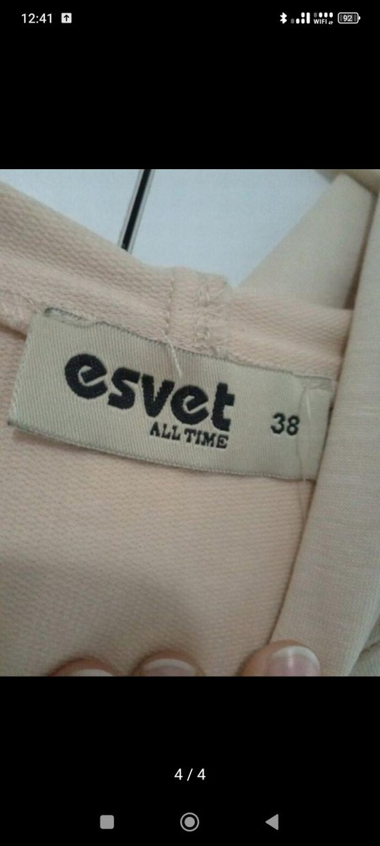 Kadın Bej ve kot detaylı Sweatshirt - Görsel 4
