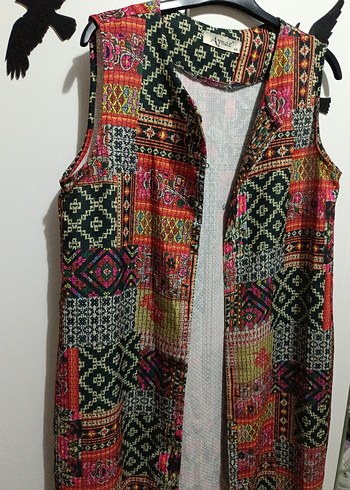 44 beden Etnik desenli,Uzun Püsküllü Kadın Yelek - Görsel 8