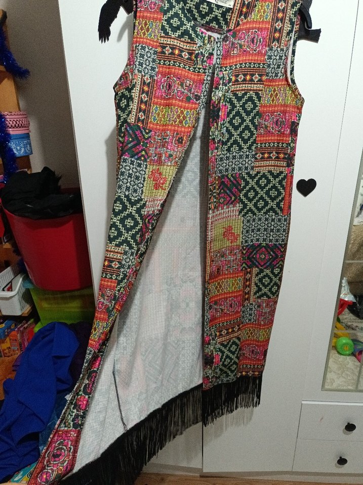 44 beden Etnik desenli,Uzun Püsküllü Kadın Yelek - Görsel 5