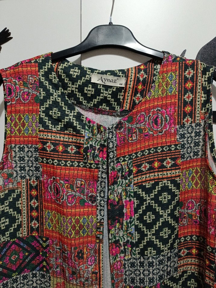44 beden Etnik desenli,Uzun Püsküllü Kadın Yelek - Görsel 3