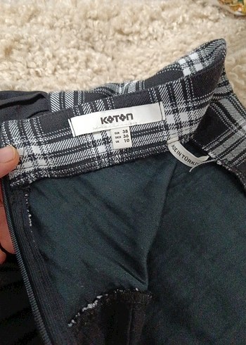 Piliseli Siyah Ekose Mini Etek - Görsel 3