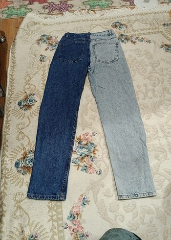 Kadın Mavi lacivert Tie-Dye Denim Pantolon - Görsel 2