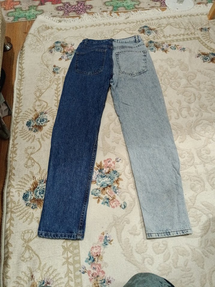 Kadın Mavi lacivert  Tie-Dye Denim Pantolon - Görsel 2