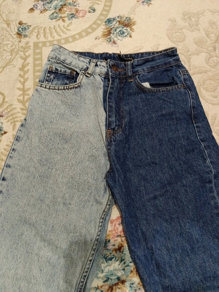 Kadın Mavi lacivert  Tie-Dye Denim Pantolon - Görsel 4