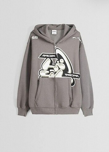Yarışçı temalı oversize hoodie