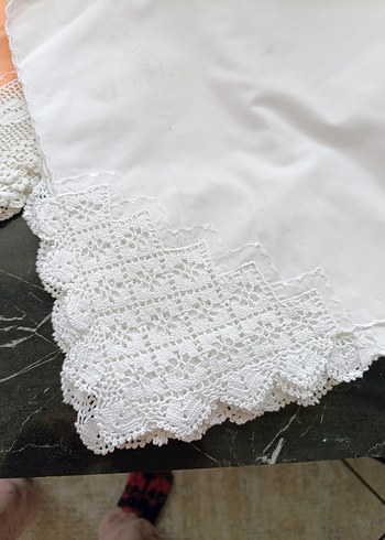 Beyaz Nakışlı Masa peçete - Görsel 4