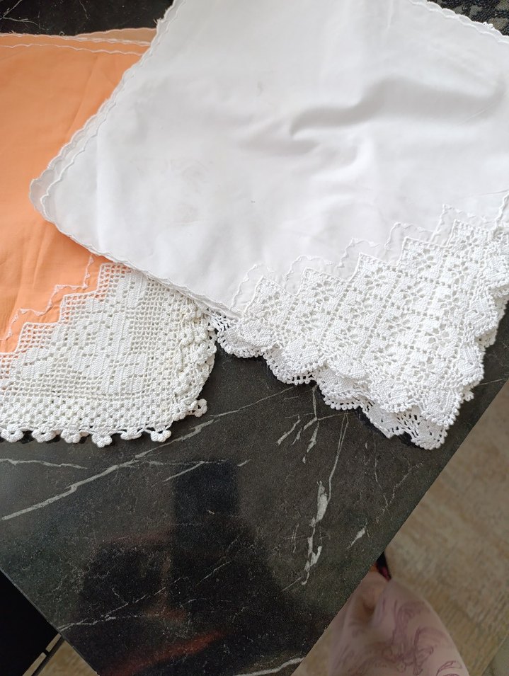 Beyaz Nakışlı Masa peçete - Görsel 5