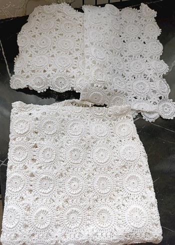 El Yapımı Beyaz Bohem Dantel Örtü - Görsel 2