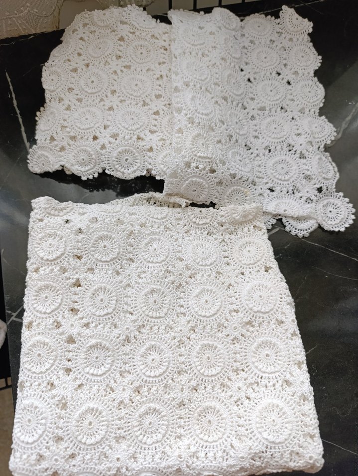 El Yapımı Beyaz Bohem Dantel Örtü - Görsel 2