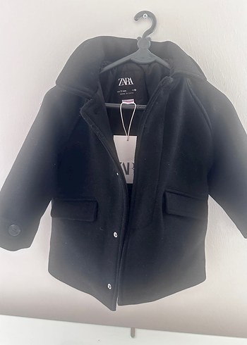 Zara siyah Düğmeli Kışlık Kaban - Görsel 2