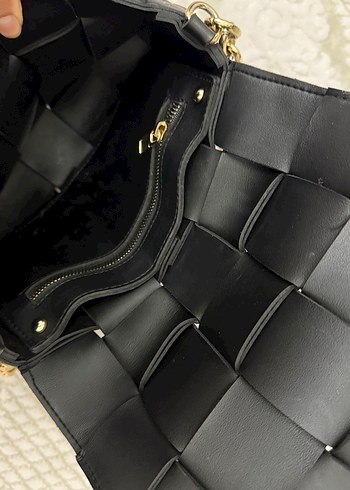 Zincir Detaylı Siyah Deri Kadın Çanta - Görsel 4