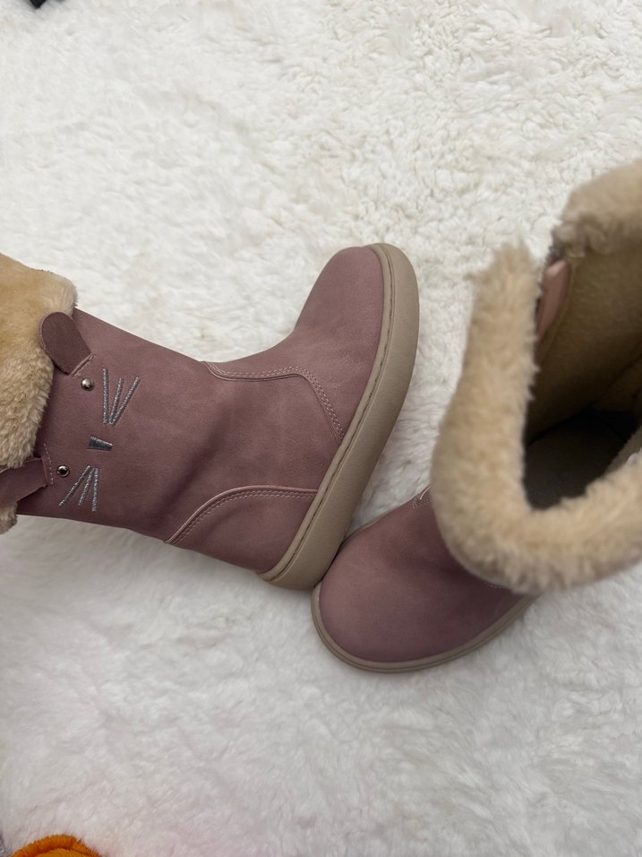 Kız Çocukları İçin Kürklü Nakışlı Süet Bot - Görsel 2