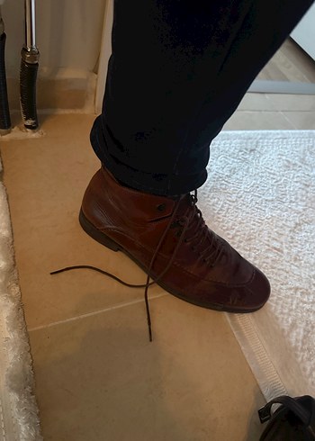 Klasik Vintage Kahverengi Deri Erkek Bot - Görsel 4