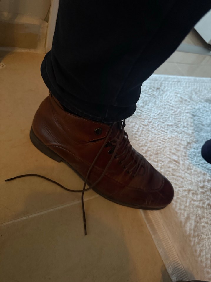 Klasik Vintage Kahverengi Deri Erkek Bot - Görsel 2