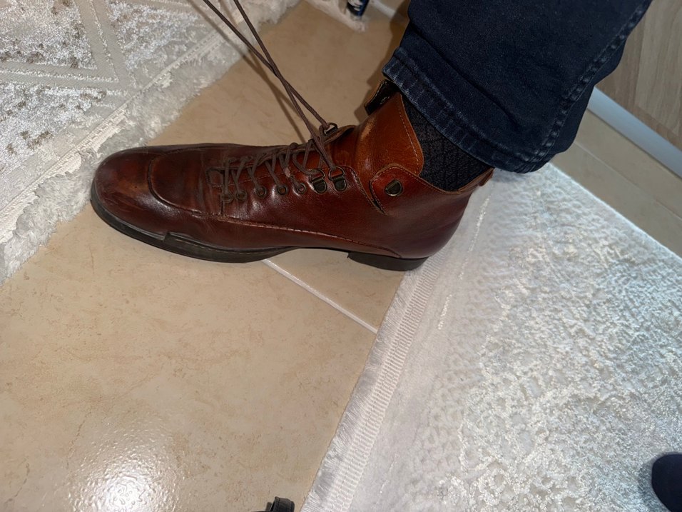 Klasik Vintage Kahverengi Deri Erkek Bot - Görsel 3