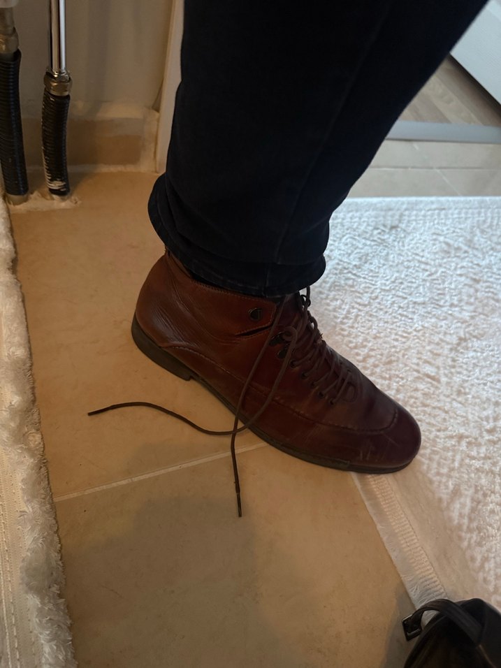 Klasik Vintage Kahverengi Deri Erkek Bot - Görsel 4