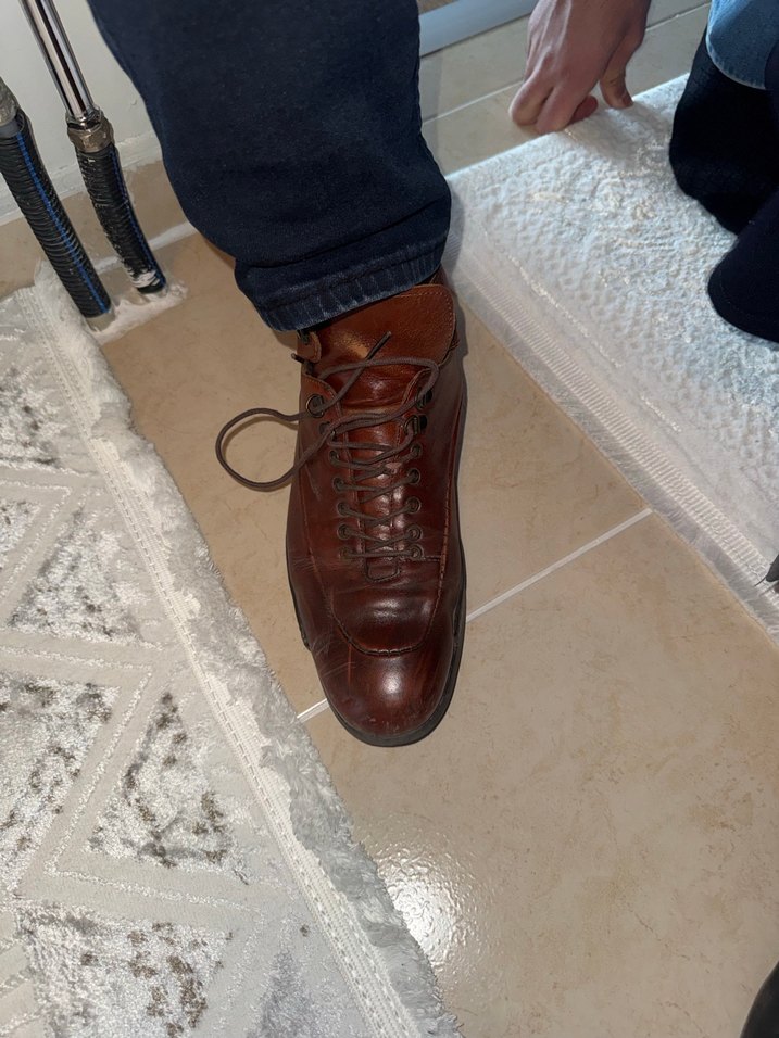 Klasik Vintage Kahverengi Deri Erkek Bot - Görsel 5